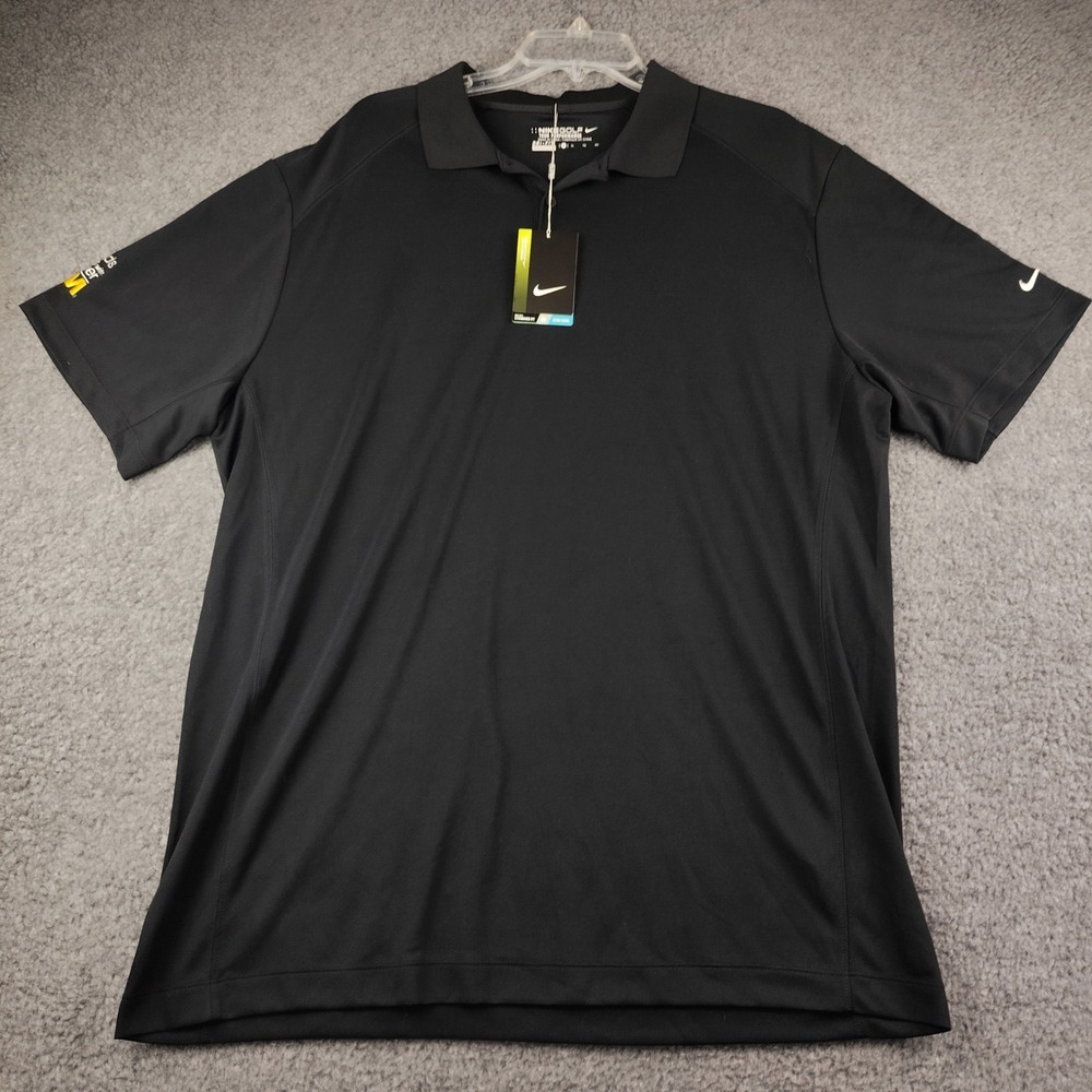 Nike Golf Tour Performance Dri-FIT Black Polo Shirt XL Waste Management NWT